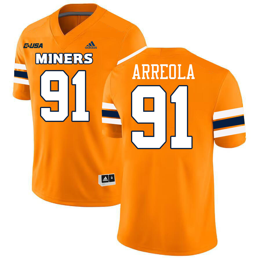 #91 Carlos Arreola UTEP Jersey,UTEP Miners College Football Jersey,Uniforms-Orange